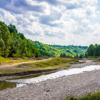 krajobraz, rzeka, niebo, naturalnie, road